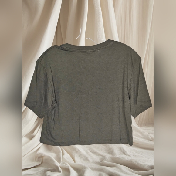 SELF❤️E Army Green Floral Statement Graphic Cropped T-Shirt - Sz XS - Picture 3 of 6